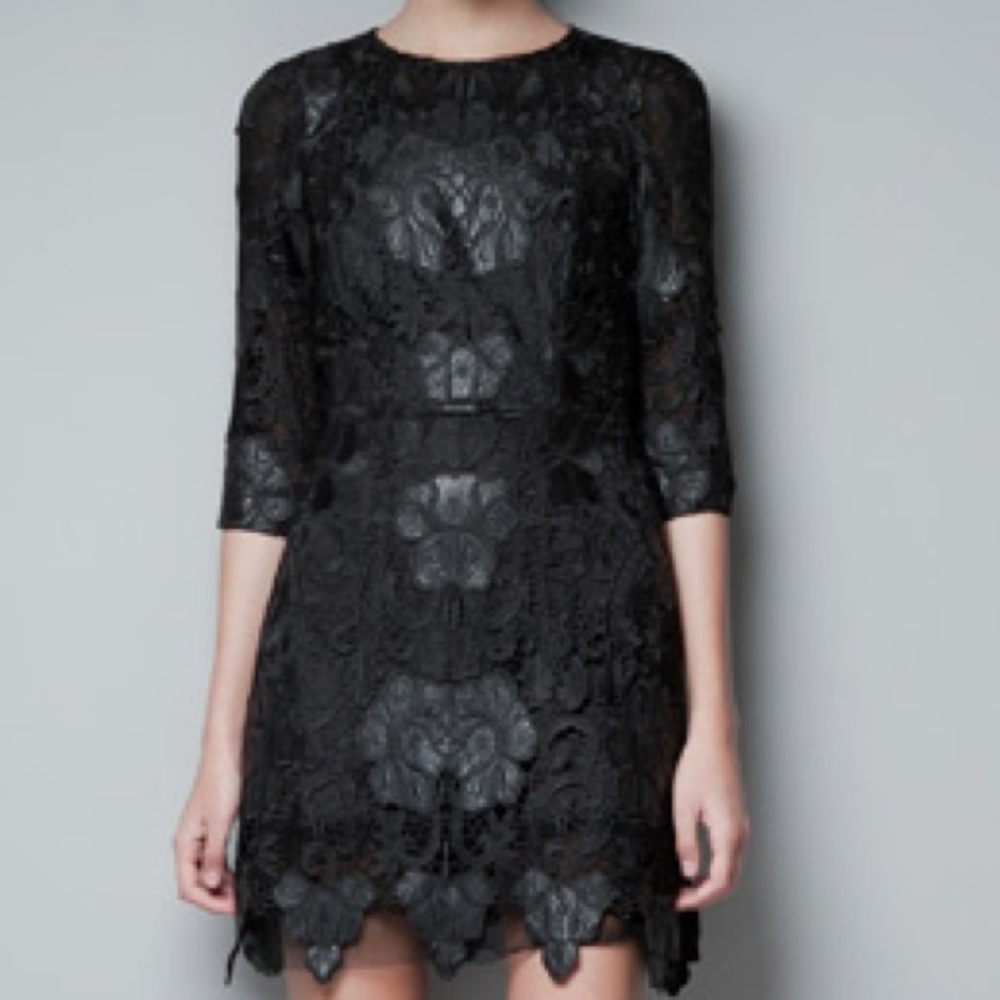 Zara Leather Lace Dress